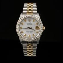 Rolex DateJust Two-Tone 31mm Custom Diamond Bezel Women's Wristwatch