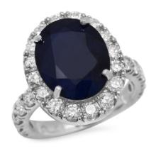 14K Gold 8.00ct Sapphire 2.00ct Diamond Ring