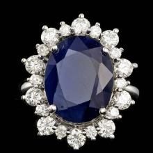14k Gold 10.00ct Sapphire 1.35ct Diamond Ring