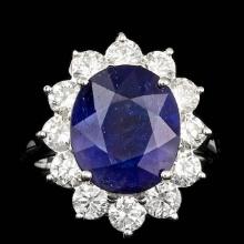 14k Gold 7.00ct Sapphire 2.00ct Diamond Ring