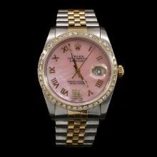 Rolex DateJust Two-Tone 36mm Custom Diamond Bezel Men's Wristwatch