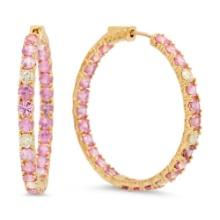 14K Gold 8.11ct Pink Sapphire 0.90cts Diamond Earrings