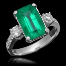 18K Gold 3.68 Emerald .61 Diamond Ring
