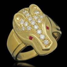 18K Gold 1.08 Diamond Ruby Panther Ring