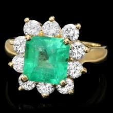 18k Gold 2.60ct Emerald 1.50ct Diamond Ring