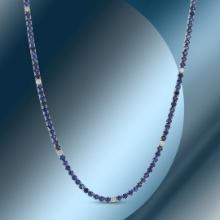 14K Gold 12.50cts Sapphire & 0.71cts Diamond Necklace