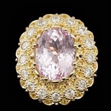 14k Gold 14.00ct Kunzite 2.05ct Diamond Ring