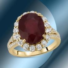 14K Gold 7.80cts Ruby & 1.22cts Diamond Ring