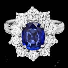 18k Gold 2.00ct Sapphire 2.00ct Diamond Ring