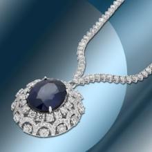 14K Gold 17.90cts Sapphire & 11.78cts Diamond Necklace