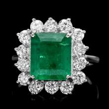 18k White Gold 4.00ct Emerald 1.30ct Diamond Ring