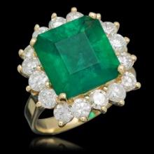 18K Gold 5.07 Emerald 2.20 Diamond Ring