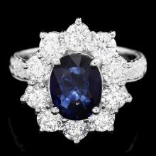 18k Gold 2.10ct Sapphire 2.10ct Diamond Ring