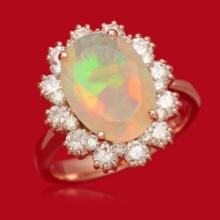 14K Gold 2.55ct Opal 1.18ct Diamond Ring