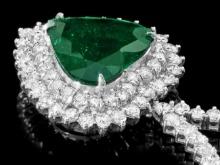 18k Gold 7.80Ct Emerald 11.50Ct Diamond Pendant