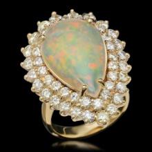 14K Gold 5.32ct Opal & 3.21ct Diamond Ring