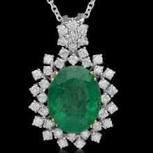 14K Gold 7.50ct Emerald 1.70ct Diamond Pendant