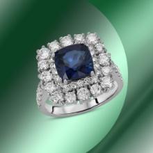 14K Gold 3.44cts Sapphire & 2.06cts Diamond Ring