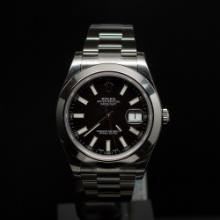 Rolex Stainless Steel Datejust II 41mm Black Dial Men's Wristwatch