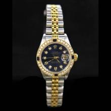 Rolex Two-Tone DateJust 26mm Diamond Dial & Bezel Aprox. 1.1 cts. (4) Sapphires Womens Wristwatch