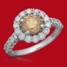 14K Gold 1.30ct Fancy Color Diamond 2.25ct Diamond Ring