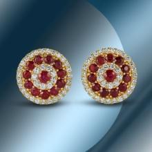 14K Gold 3.75cts Ruby & 1.88cts Diamond Earrings
