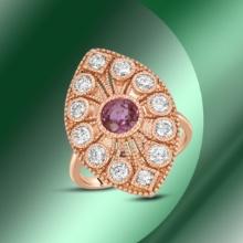 14K Gold 1.18cts Pink Sapphire & 1.22cts Diamond Ring