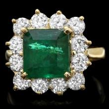 18k Gold 4.00ct Emerald 1.90ct Diamond Ring