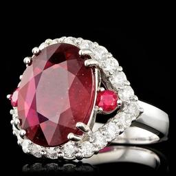 14k White Gold 7.3ct Ruby 1.20ct Diamond Ring