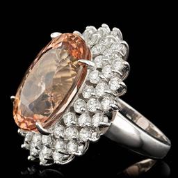 14k Gold 21.00ct Morganite 4.00ct Diamond Ring