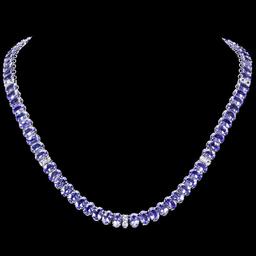 14k 54.00ct Tanzanite 2.00ct Diamond Necklace