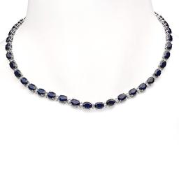 14K Gold 43.10ct Sapphire 1.51ct Diamond Necklace