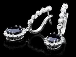 14k Gold 4ct Sapphire 1.35ct Diamond Earrings