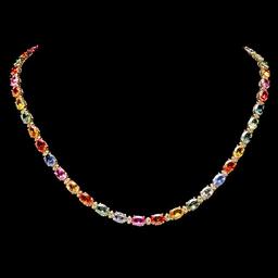 14k Gold 40ct Sapphire 1.6ct Diamond Necklace