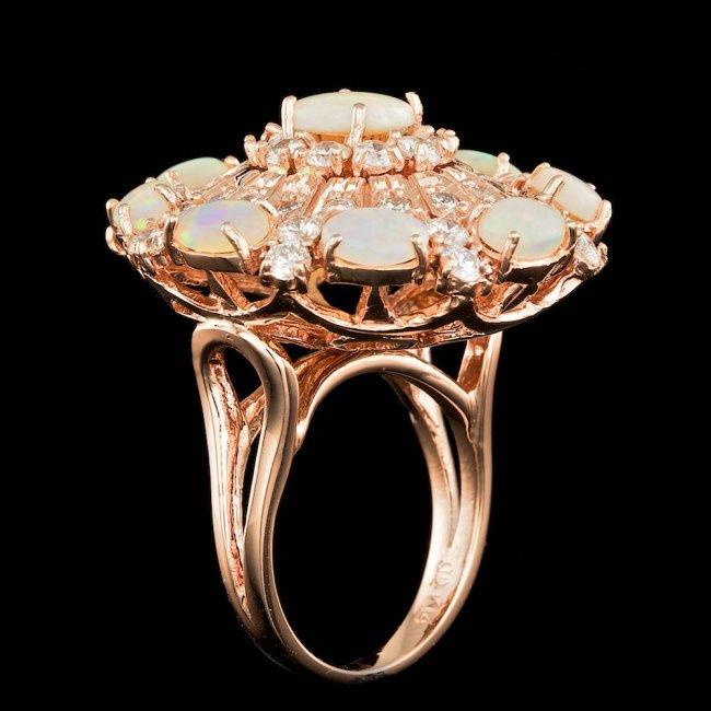 14k Rose Gold 3.00ct Opal 2.15ct Diamond Ring