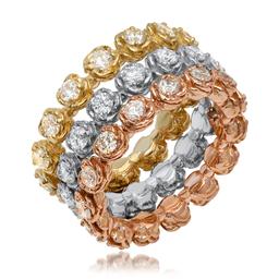 14K Yellow, White & Rose Gold 3.35cts. Diamond Ring