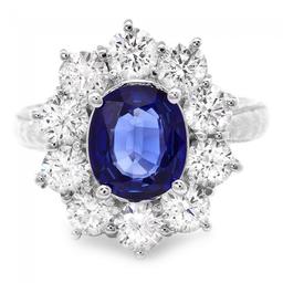 18k Gold 2.00ct Sapphire 2.00ct Diamond Ring