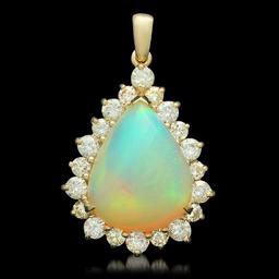 14K Gold 10.78ct Opal 2.15ct Diamond Pendant