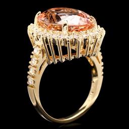 14k Gold 8.80ct Morganite 1.10ct Diamond Ring