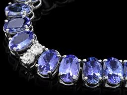 14k 54.00ct Tanzanite 2.00ct Diamond Necklace