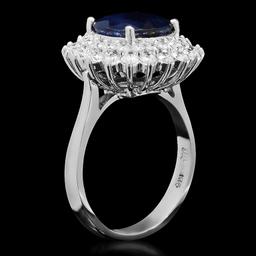 14K Gold 3.48ct Sapphire 1.12ct Diamond Ring