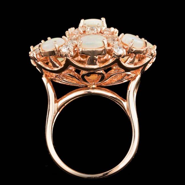 14k Rose Gold 3.00ct Opal 2.15ct Diamond Ring