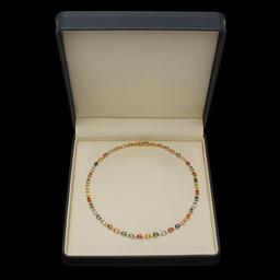 14K Gold 36.89ct Sapphire 1.51ct Diamond Necklace