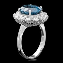 14k White Gold 5.70ct Topaz 0.80ct Diamond Ring