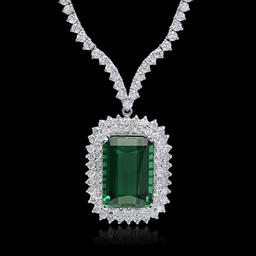 18K White Gold, 21.50cts Tourmaline, 8.05cts Diamond Necklace