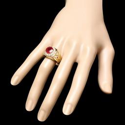 14k Gold 3.00ct Ruby 0.50ct Diamond Mens Ring