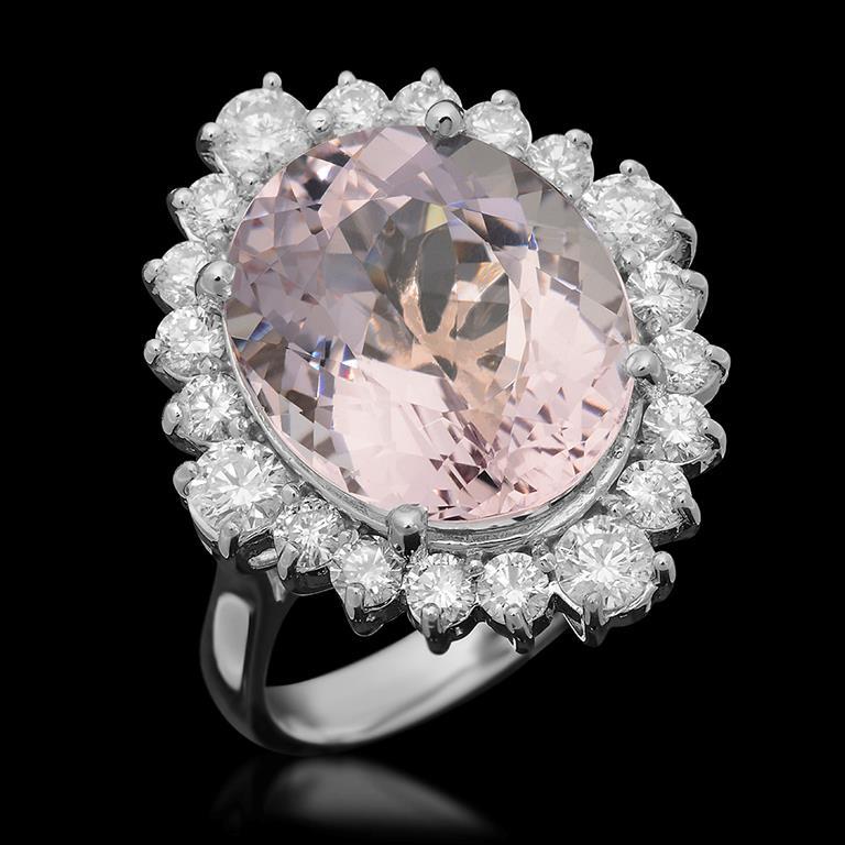 14k Gold 9.16ct Kunzite 1.35ct Diamond Ring