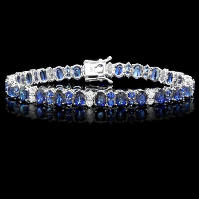 14k Gold 19ct Sapphire 1.35ct Diamond Bracelet