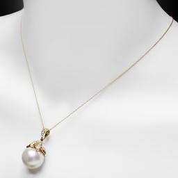 14k Yellow Gold 17mm Pearl 1.20ct Diamond Pendant