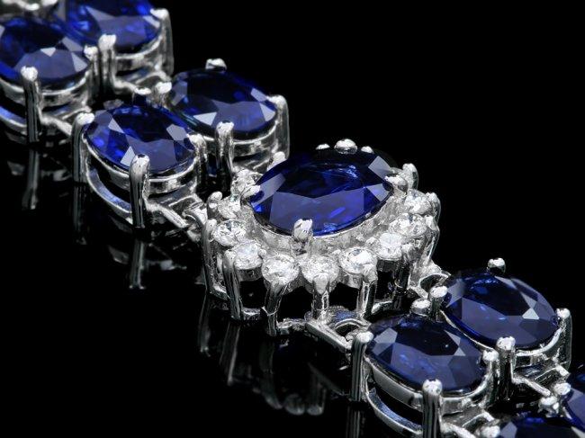 14k Gold 30ct Sapphire 1.20ct Diamond Bracelet